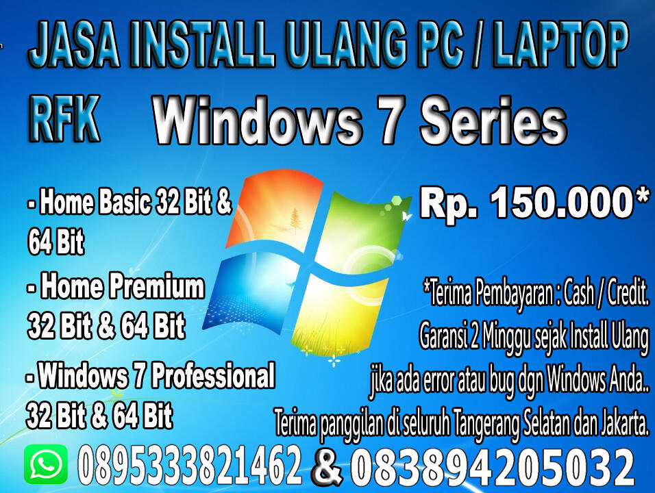 RFK Computer - JASA INSTALL ULANG WINDOWS 7 SERIES