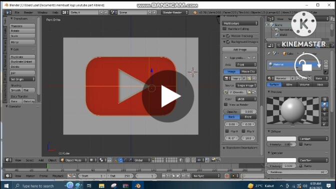 Cara Memberi Material Pada Logo Youtube Mengpakai Blender 3D