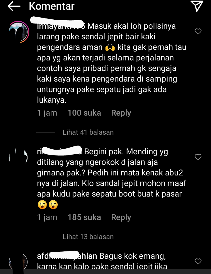 Pakai Sendal Jepit Ditilang? Bagaimana Nih Menurut Agan?