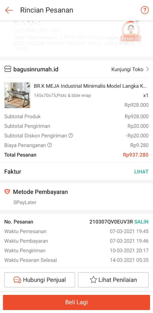Penipu di Shopee akun Bagusinrumah.id