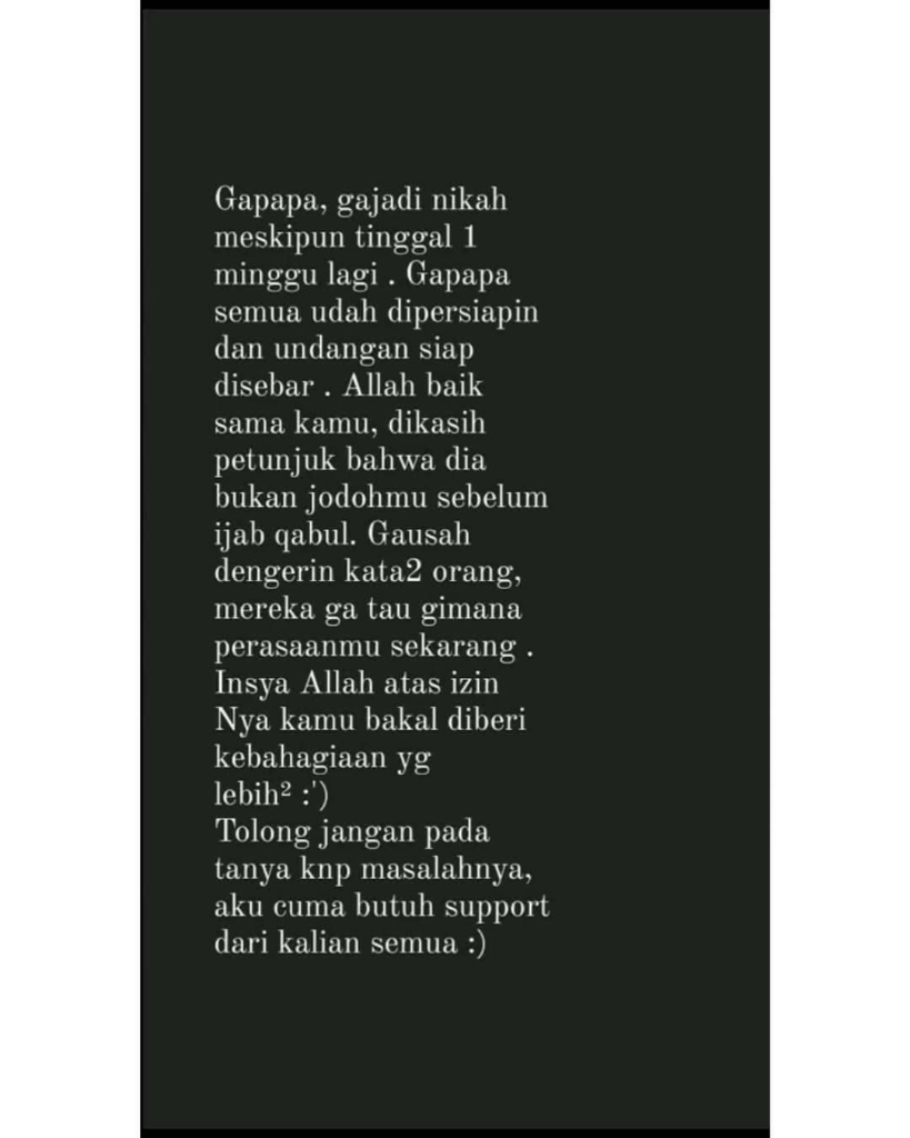 Sedih, Kisah Wanita Ini Gagal Menikah 