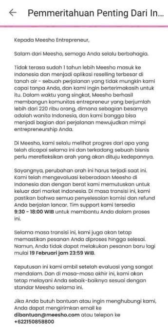 Meesho Tutup & Pamit Dari Indonesia
