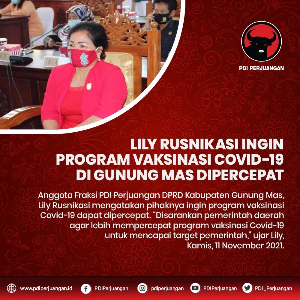 Lily Rusnikasi Ingin Program Vaksinasi Covid-19 dipercepat