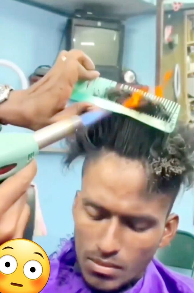 India Memang Beda, Potong Rambut pun Pakai 'Gunting Api' (Ngakak Inside)