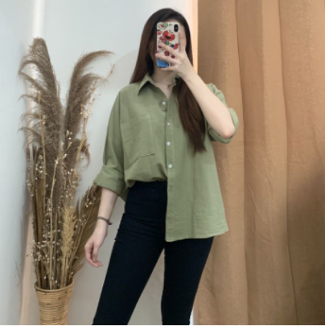 Kemeja wanita oversize linen / Olivia