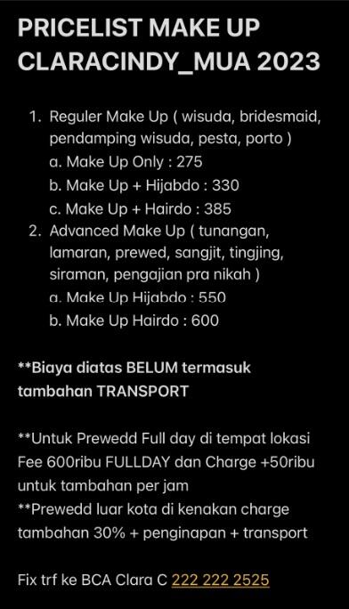 CLARA CINDY MAKEUP ARTIST SEMARANG