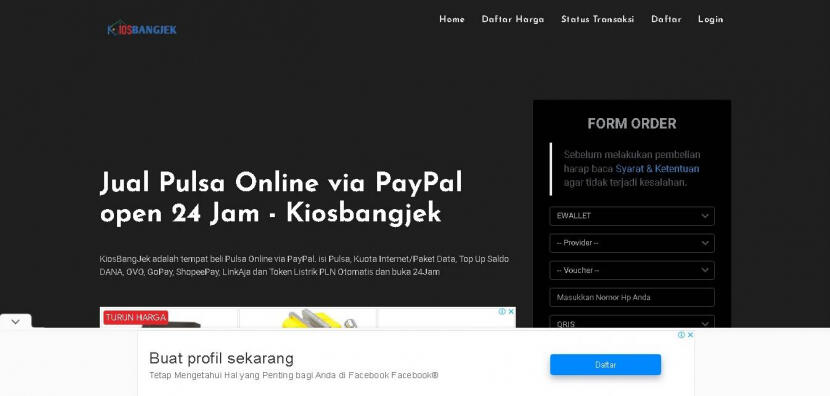 Cara Membeli Pulsa via PayPal