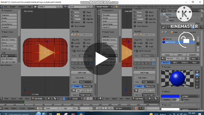 Cara Memberi Material Pada Logo Youtube Mengpakai Blender 3D