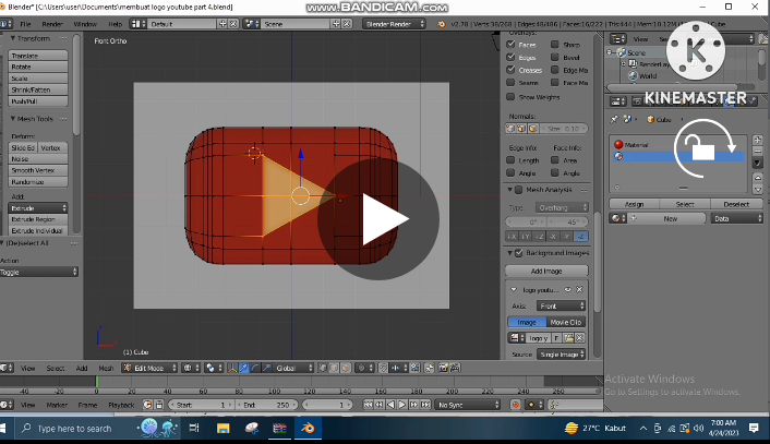 Cara Memberi Material Pada Logo Youtube Mengpakai Blender 3D