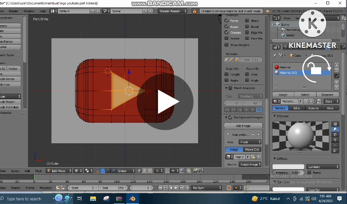 Cara Memberi Material Pada Logo Youtube Mengpakai Blender 3D