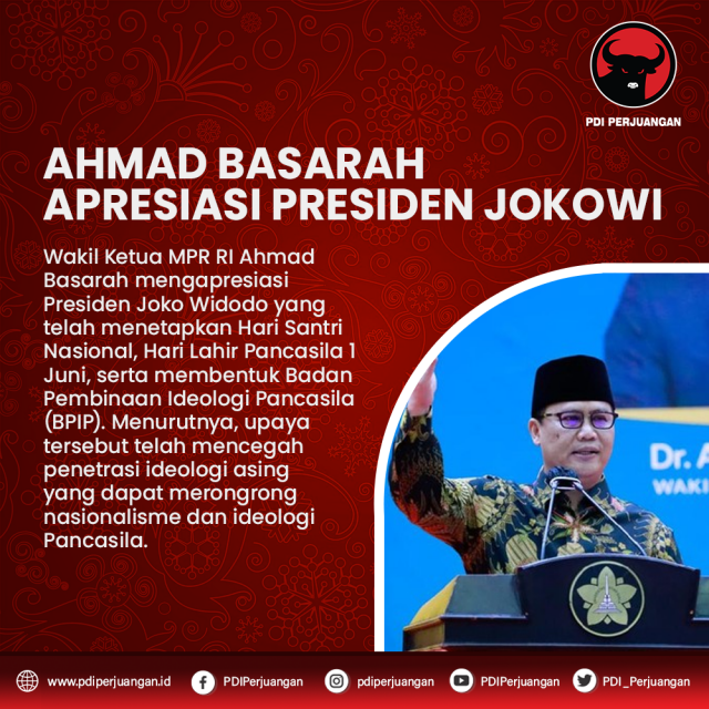 Basarah Puji Jokowi Cegah Penetrasi Ideologi Asing