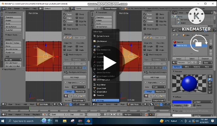 Cara Memberi Material Pada Logo Youtube Mengpakai Blender 3D