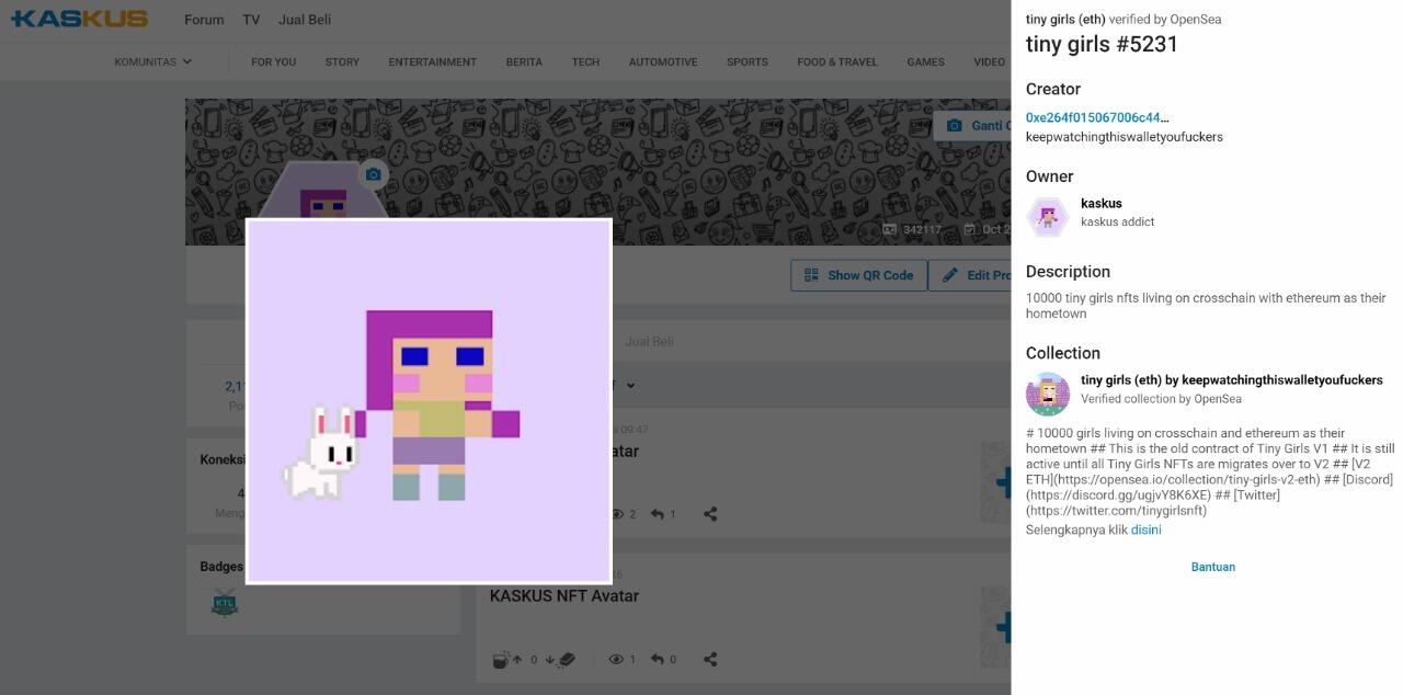 NFT anda sekarang dapat jadi avatar di Kaskus