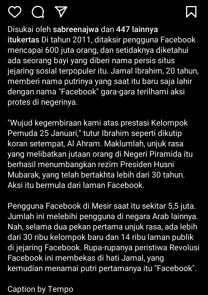 Beri Nama Anak 'Facebook' Bagaimana Menurut Gansis Nih?