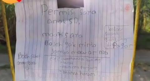Ijin Minta Jambu Lewat Surat, Anak SD Ini Menyindir Para Koruptor