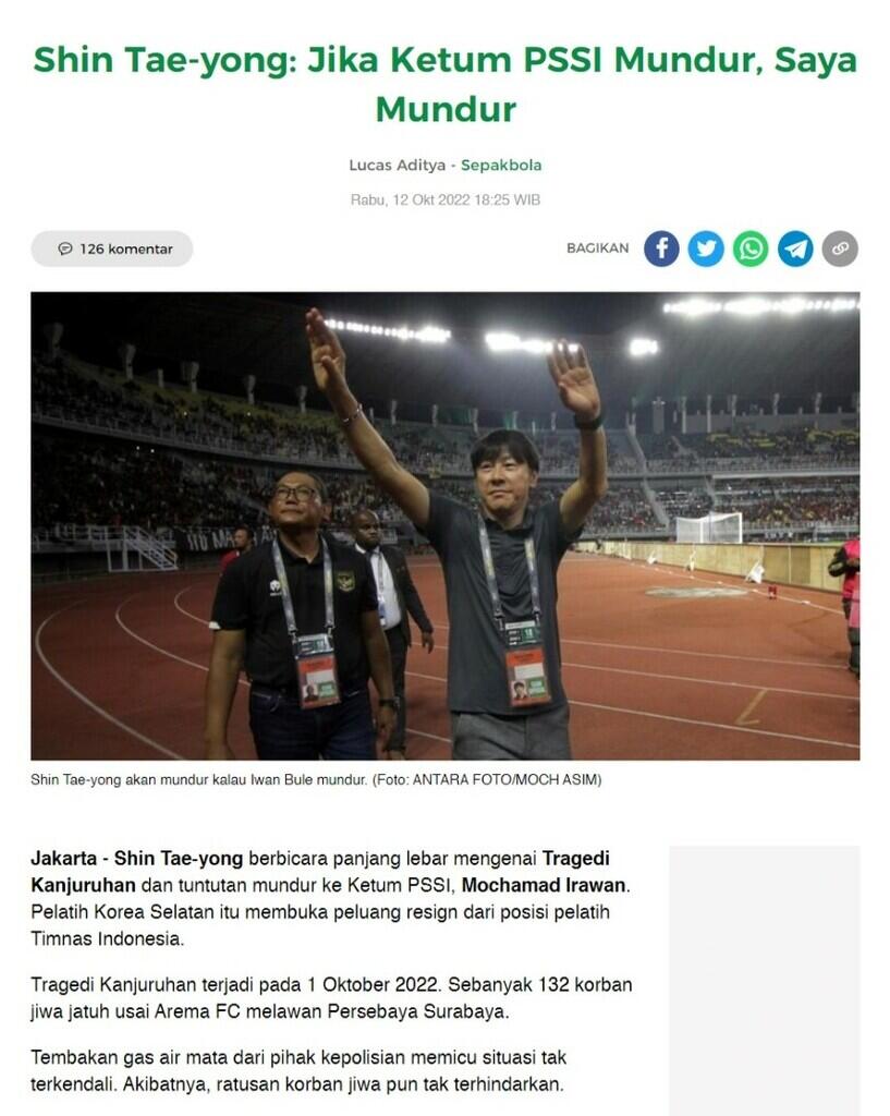 TGIPF: Ketua PSSI & Pengurus Harus Mundur