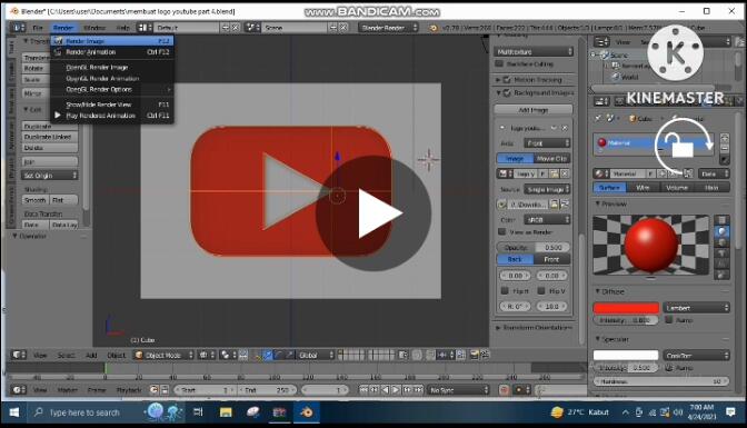 Cara Memberi Material Pada Logo Youtube Mengpakai Blender 3D