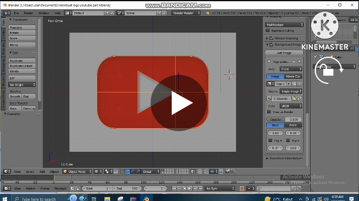 Cara Memberi Material Pada Logo Youtube Mengpakai Blender 3D