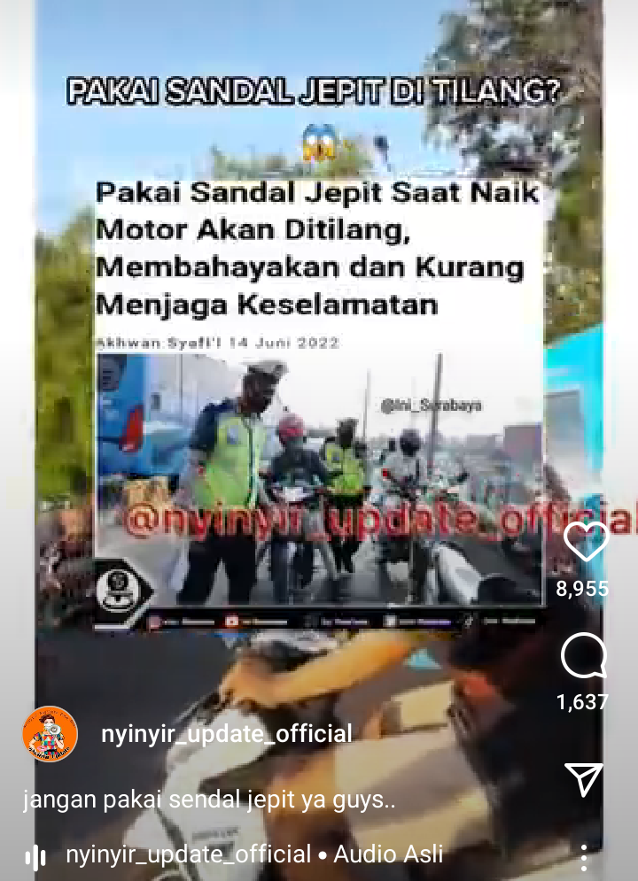Pakai Sendal Jepit Ditilang? Bagaimana Nih Menurut Agan?