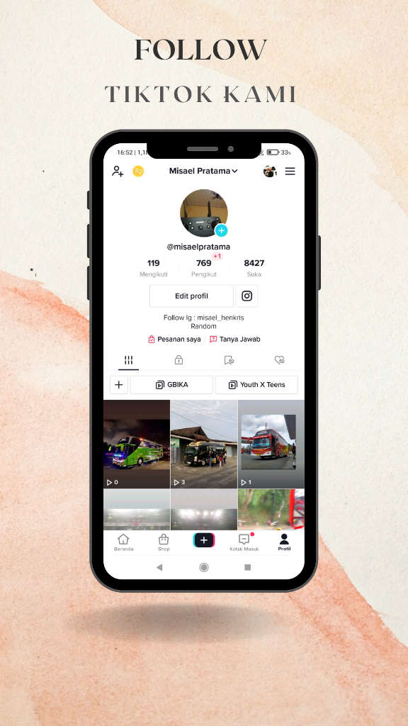 Follow Instagram & TIK TOK