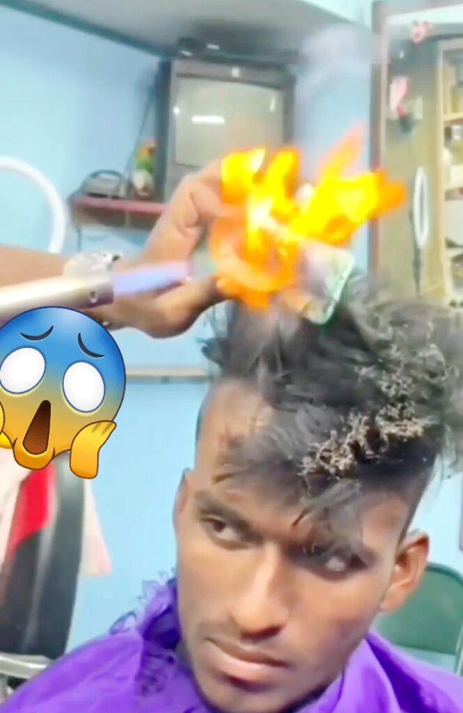 India Memang Beda, Potong Rambut pun Pakai 'Gunting Api' (Ngakak Inside)