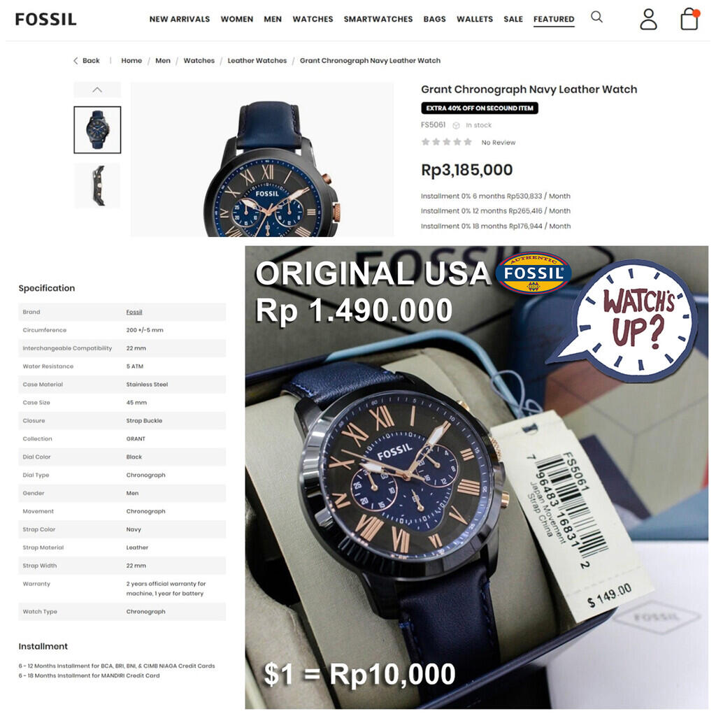 Jam Tangan Fossil Harga 1 Jutaan