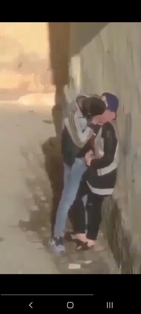 Arab girl captured giving hand job in public