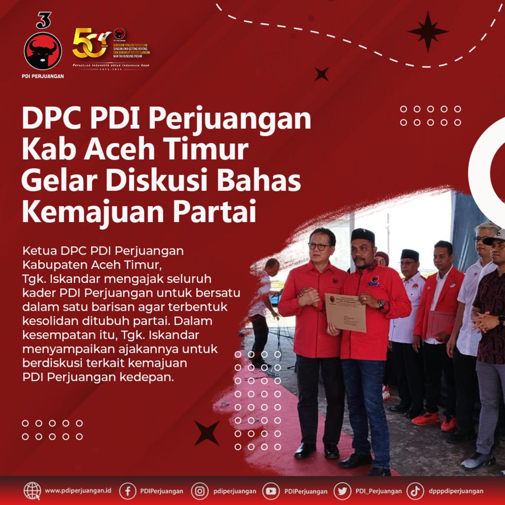 DPC PDi Perjuangan Kab Aceh Timur Gelar Diskusi Bahas Kemajuan Partai